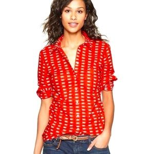 GAP Fitted Boyfriend Coffee ☕️ Cup Cotton Blouse M